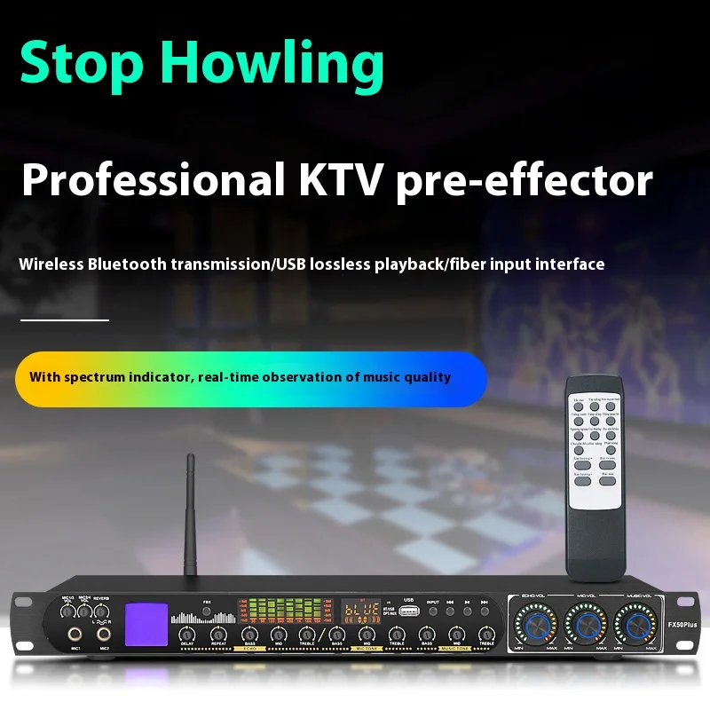 

Аудиомикшер 25 Вт 5,0 Bluetooth беспроводной процессор звуковых эффектов эквалайзер вокальный DSP антивывивка оптический для сценического оборудования караоке КТВ