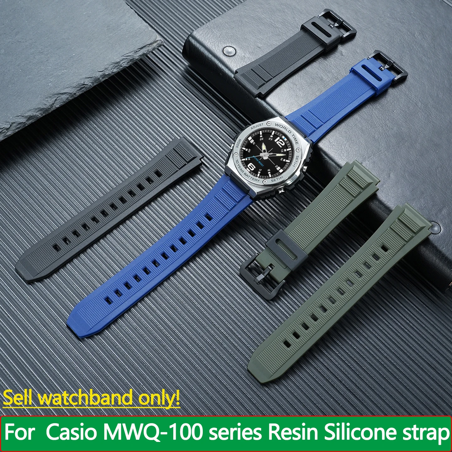 20mm resin strap suitable for Casio watch MWQ-100 series watch chain MWQ-100 modified case/button/back cover screw accessories