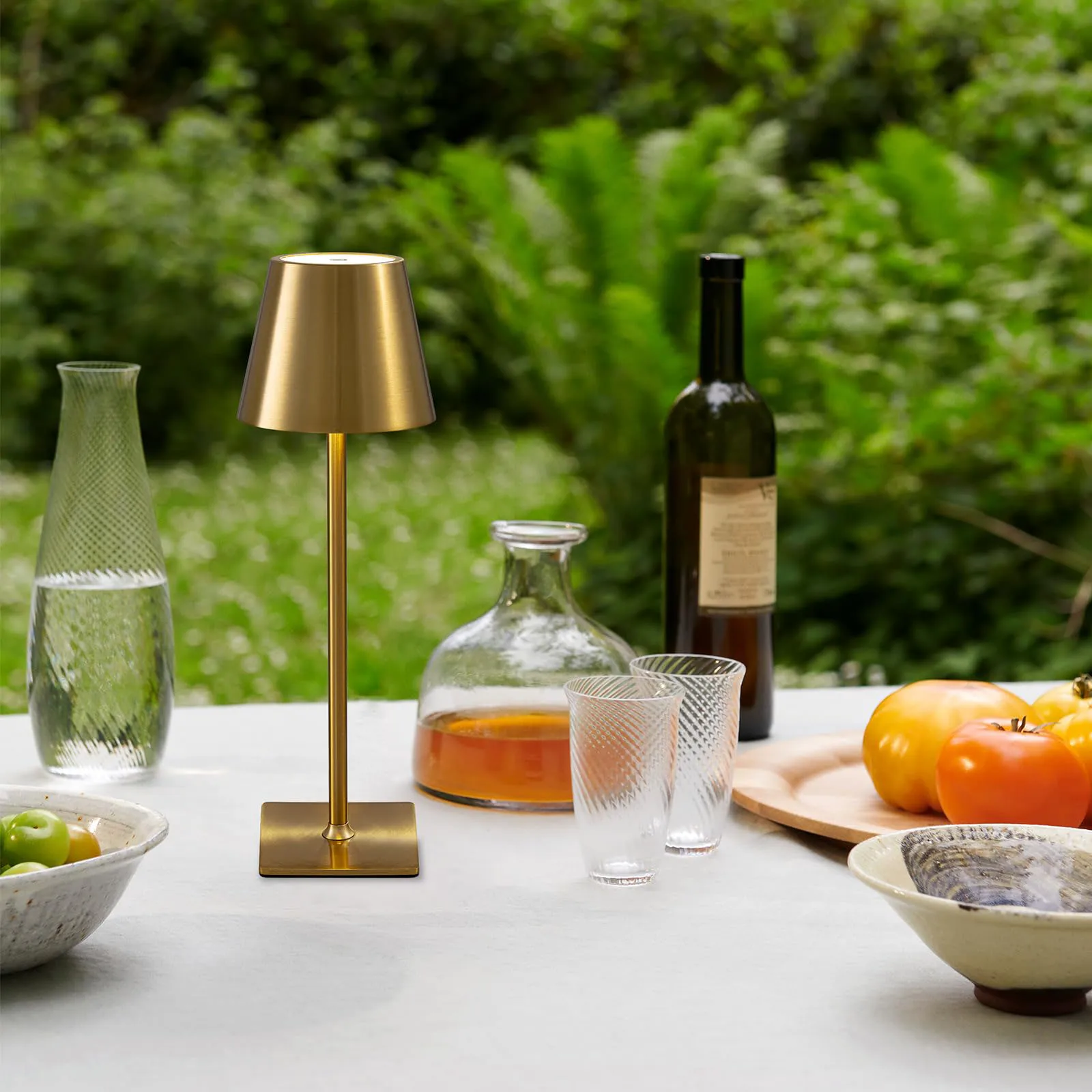 

LED table lamp modern ironware tall glass touch-controlled dimming, charging light for dining room/bedroom/bar counter-Gold