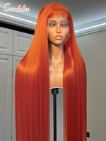 30 38 Inch Ginger Orange 13x4 Bone Straight HD Transparent Lace Frontal Human Hair Wig Brazilian 13x6 Lace Front Wigs For Women