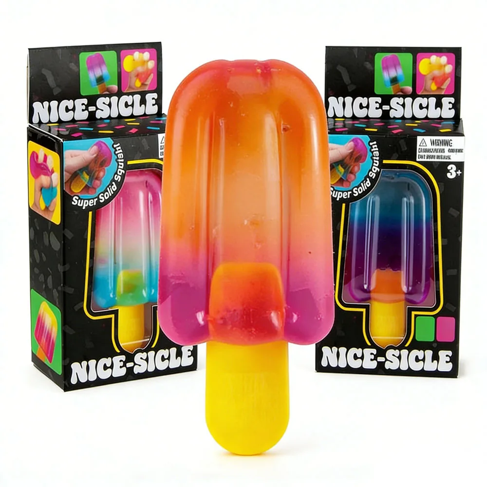 Schylling Needoh Nice Cube Sensory  Nice-Sicle Stress Relief Squishy Cube Anti-Anxiety Squeeze Object for Focus ADHD Population