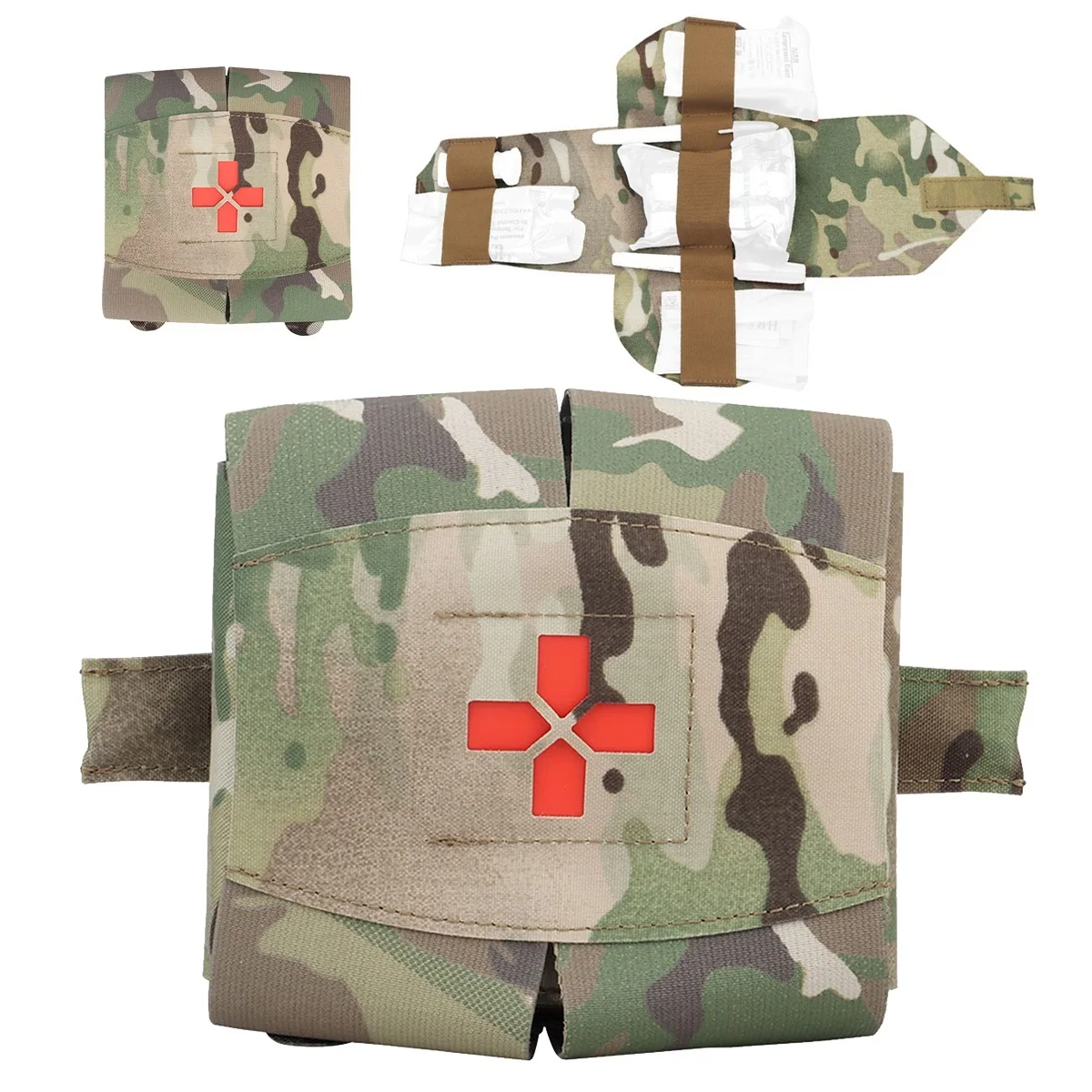 Two-Piece Quick Deploy First Aid Kit, Military Tactical MOLLE Medical Pouch, Outdoor Compact Emergency Survival Kit