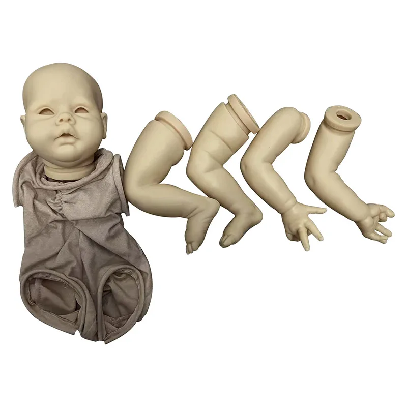 20 inch ongeverfd onvoltooide herboren poppenset Nicol frisse kleur DIY-onderdelen met stoffen lichaam en ogen