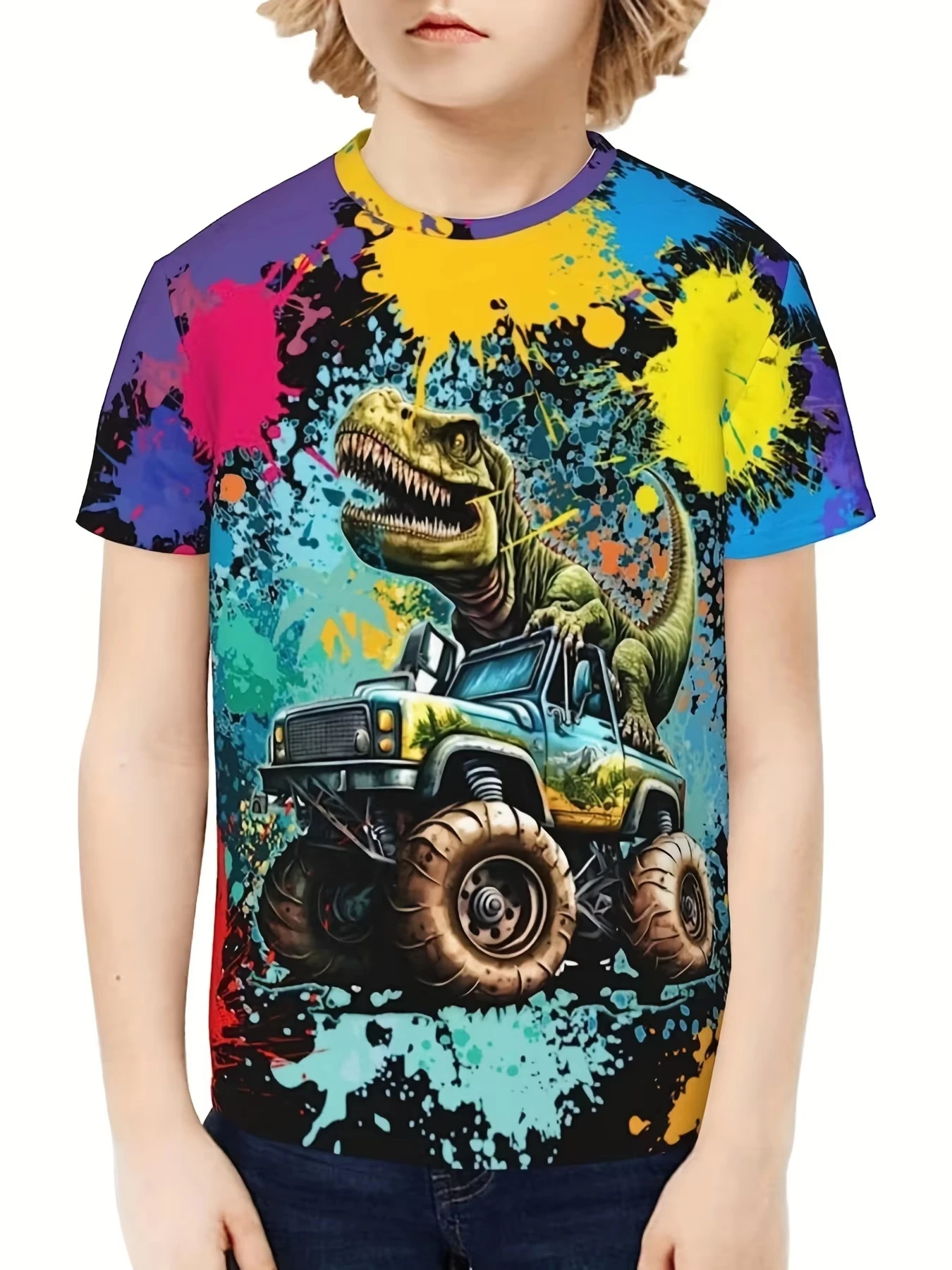 

Kids Clothes Boys Tshirt Short Sleeve Child T-Shirt 3D Dinosaur Print Casual Summer Girls Clothes Tops Tee Children's Clothing