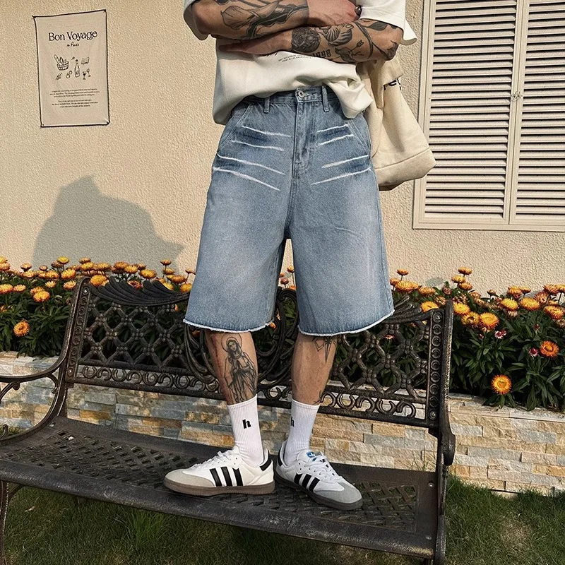 

Summer New American Retro Straight Leg Jeans orts Men's Loose Breathable Waed Versatile Casual orts Trendy