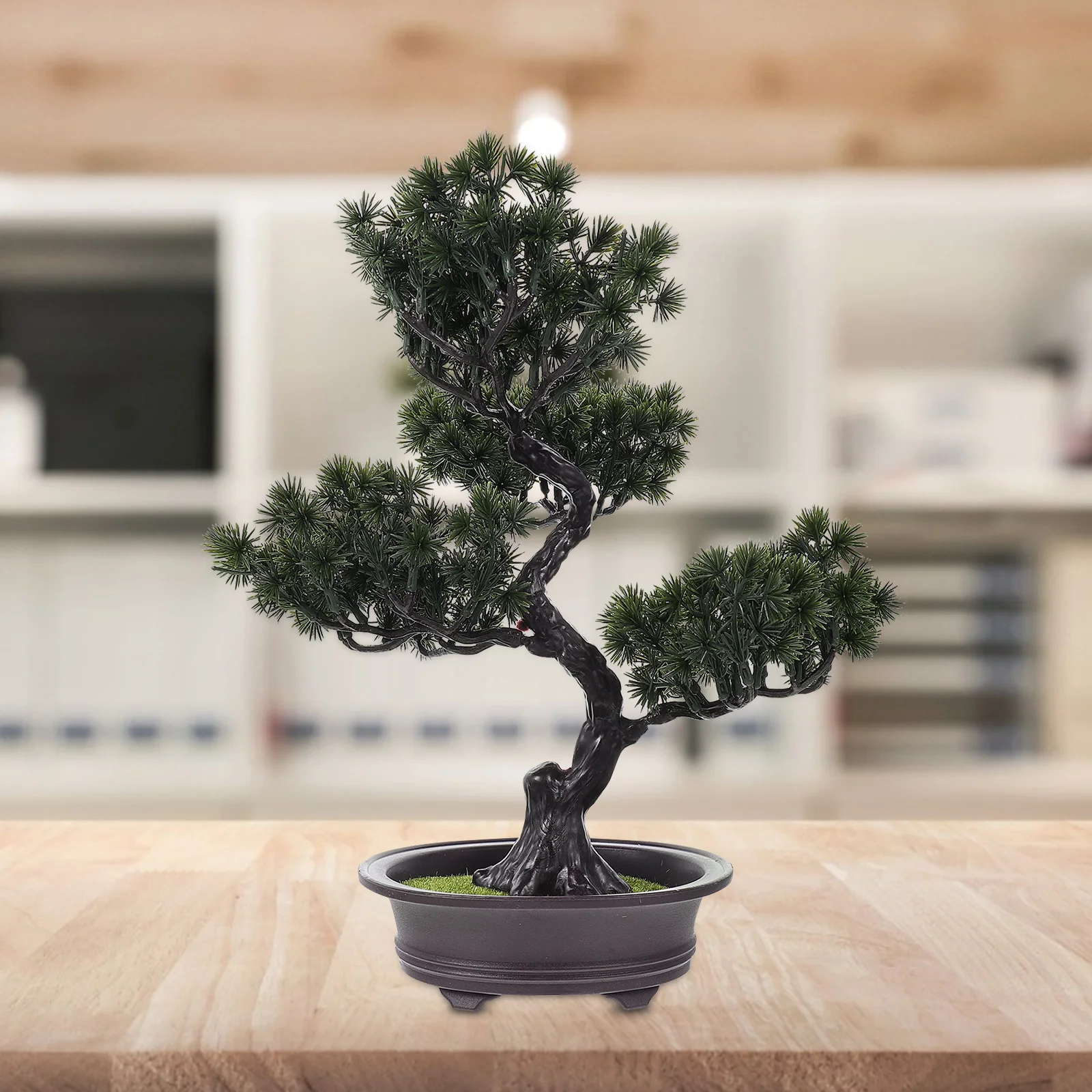 

1Pcs Artificial Pine Tree Simulation Bonsai Ornament Green Fake Plant Decor for Wedding Garden Office Bookshelf