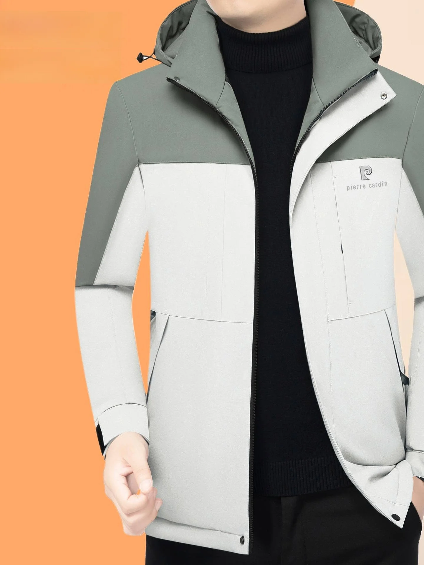 

Thiened Winter Cotton Jaet Men's Casual Outerwear Youth Faionable Ci Sle Polyester Fiber Hooded Regular L...