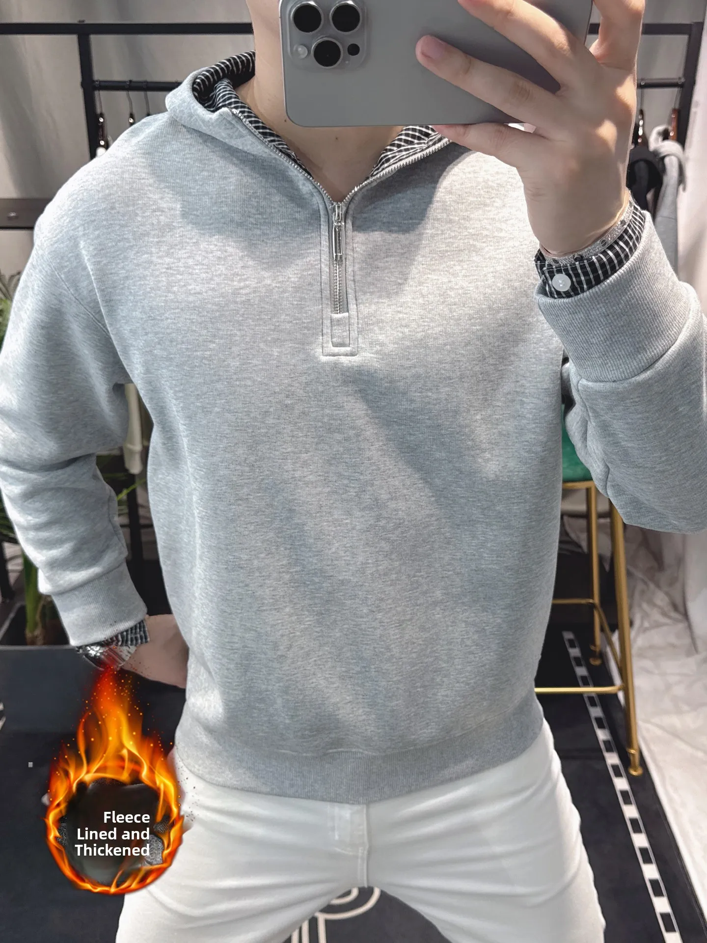 

Мужская утепленная толстовка на молнии из флиса, теплая повседневная верхняя одежда, модная плотная куртка для осени и зимы