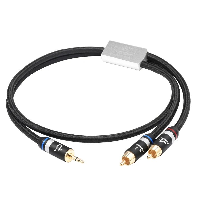 ATAUDIO RCA Cable Hifi 3.5mm to 2 RCA Audio Cable 2RCA Male Splitter Aux 3.5 Jack Cable for Amplifiers Speaker Wire Cord
