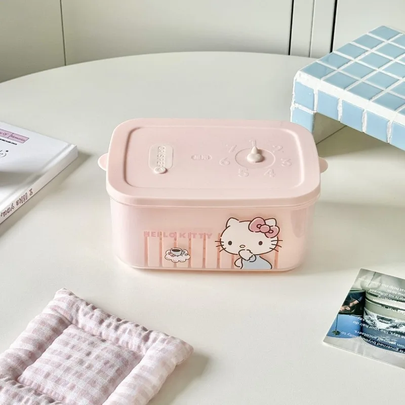 جديد حار طبقة مزدوجة مرحبا كيتي صندوق حفظ الطازجة المطبخ الثلاجة الغذاء الصف الفاكهة الخضار فرز التخزين المبرد #3