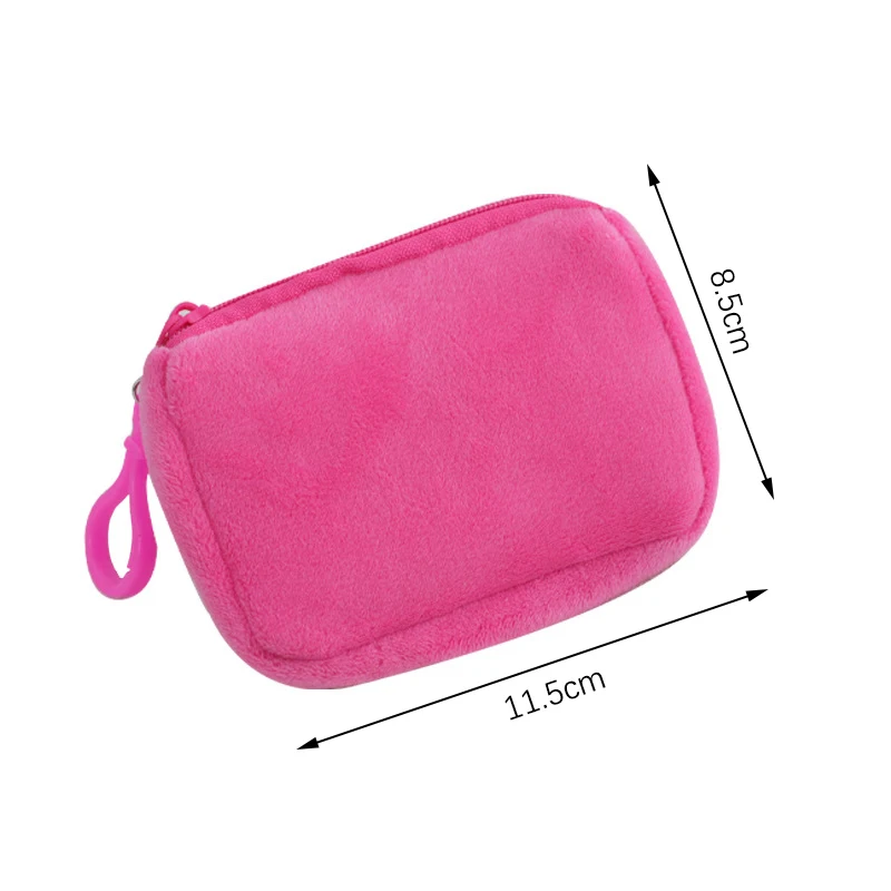 Bolsa de moedas coreana Mini Plush Square Zipper para mulheres Bolsa pequena fina, pacote de cartões, bolsa de moedas, bolsa fofa, chave, bolsa de ouvido, moda