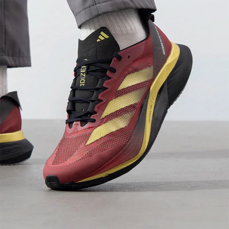 

adidas Adizero Boost Red Gold Racing Running Shoes Lightstrike Pro Breathable Mesh Marathon Trainers Men Women JS1919