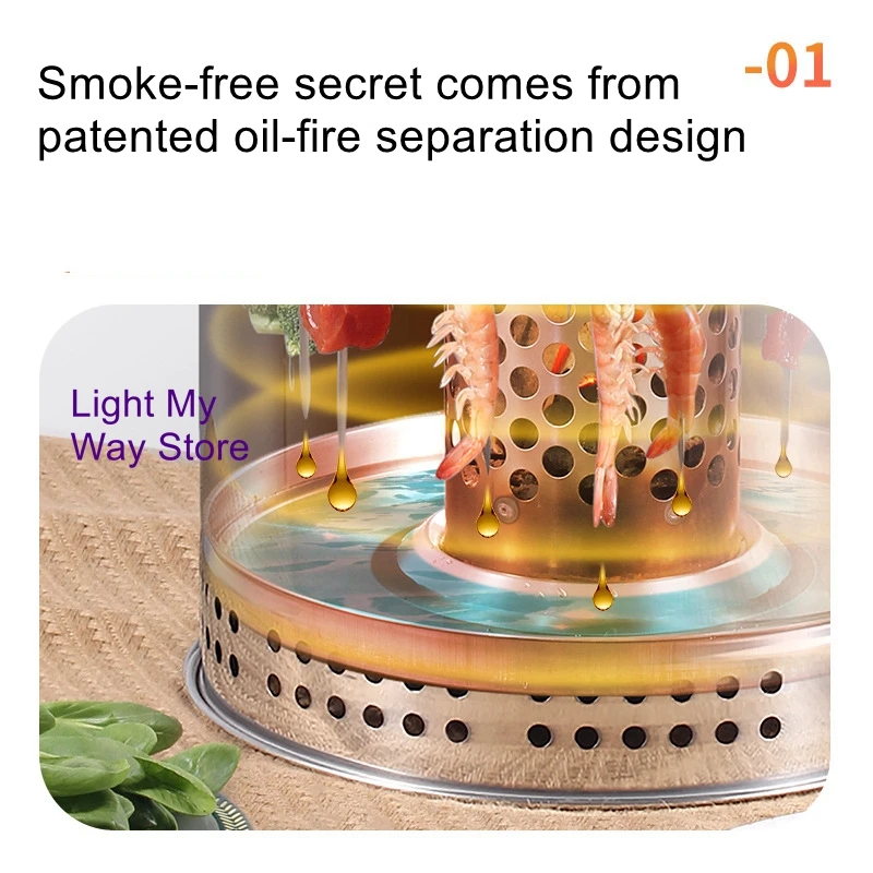 Smokeless barbecue grill household barbecue grill outdoor portable charcoal hanging stove stainless steel barbecue grill