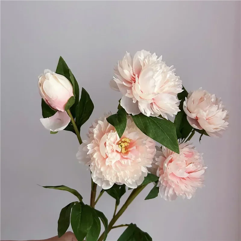 Beautiful 3 Heads Artificial Peony Flowers For Wedding Home Tabel Decoration 75cm long branch Fake Flower Hotel Office Decor