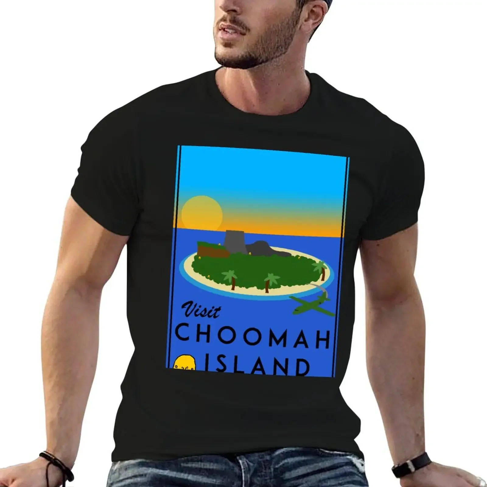 choomah island vintage travel poster T-Shirt sublime anime t shirts blacks summer tops men clothes