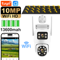 Tuya Solar WiFi Camera PIR Auto Tracking Outdoor 10MP Dual Len 4K Dual Screen PTZ Camera Wireless Low Power Battery Security Cam