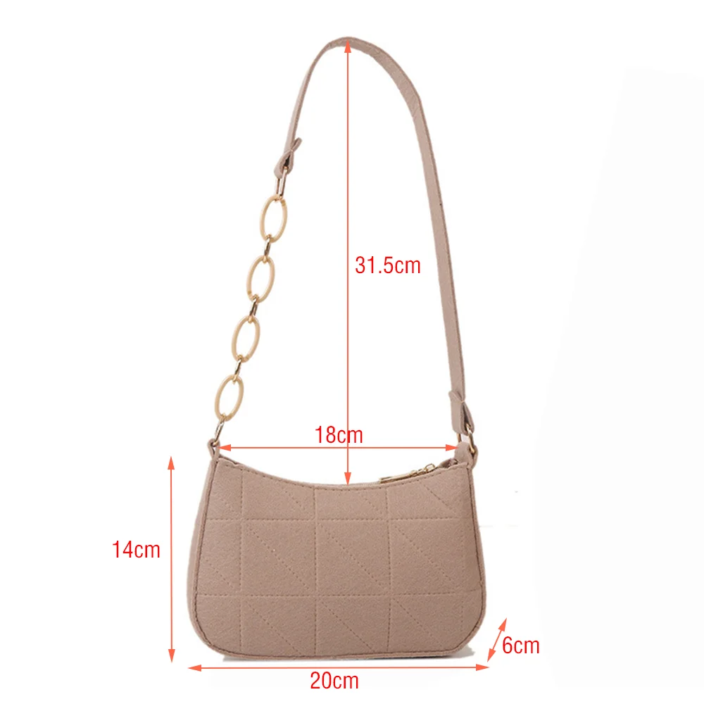 Bolso de hombro de cuero Pu para mujer, bolsa de mano de moda Simple y elegante, Color sólido, informal, Retro, fieltro, 2024