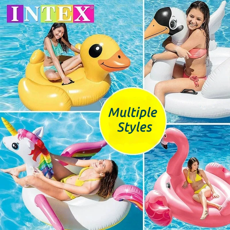 Flotador inflable INTEX de gran tamaño, diseño de pato amarillo, flamenco rosa, unicornio y cisne, para playa, océano, piscina, para adultos.