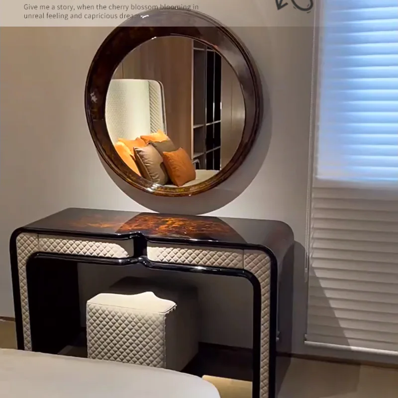 Light luxury solid wood dresser, partition cabinet with drawers, mirror dressing table, foyer locker