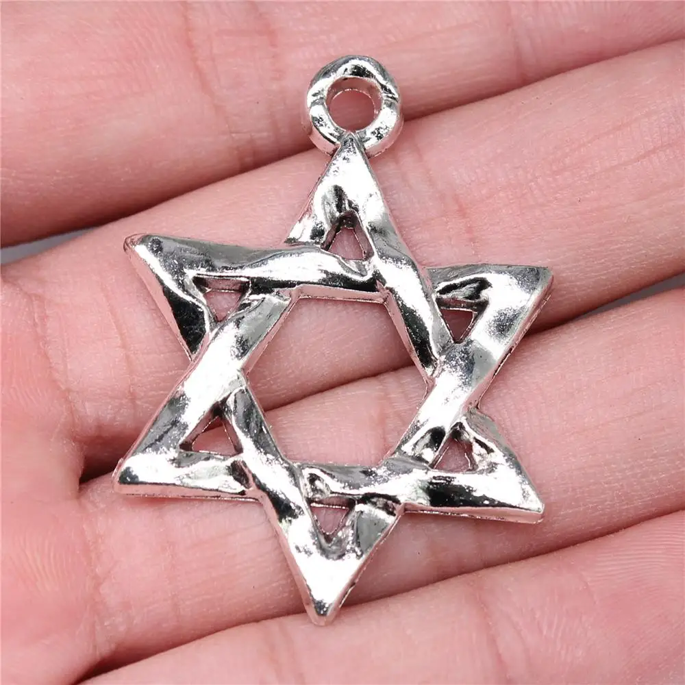 30pcs Charms Wholesale 45x38mm Star Of David Charms Wholesale DIY Jewelry Findings Antique Silver Color Alloy Pendant