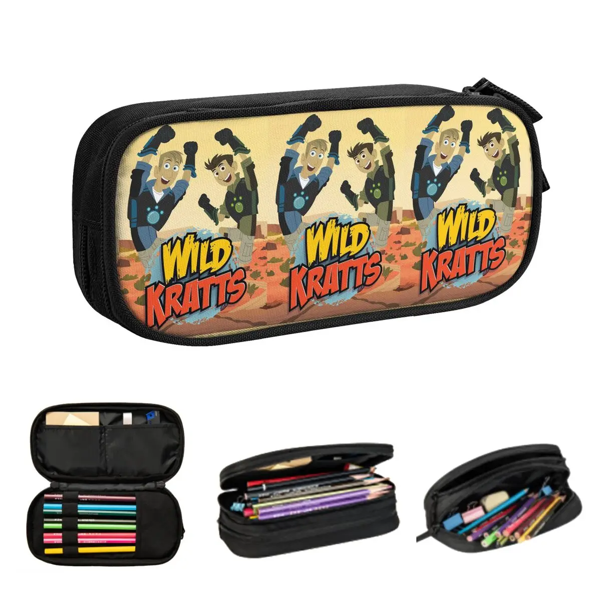 Pattern Logo Wild Kratts Pencil Cases for Student Gifts Pen Box Pencil Bag Big Capacity Pencil Pouch