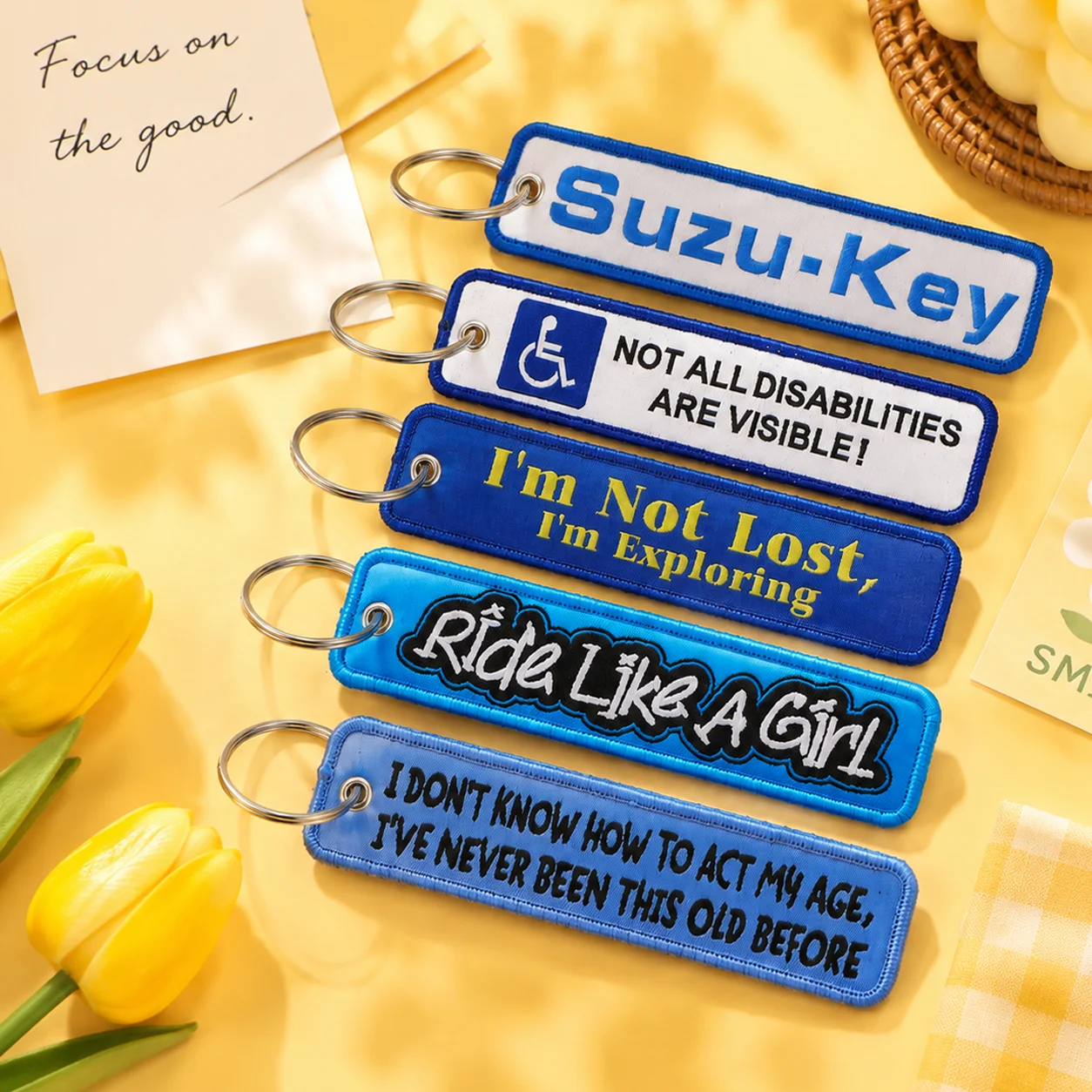 1pcs Not All Disabilities Are Visible Embroidered Key Fobs Quotes Key Tags Keychain for Car Motorcycles Chaveiro Jewelry Gifts
