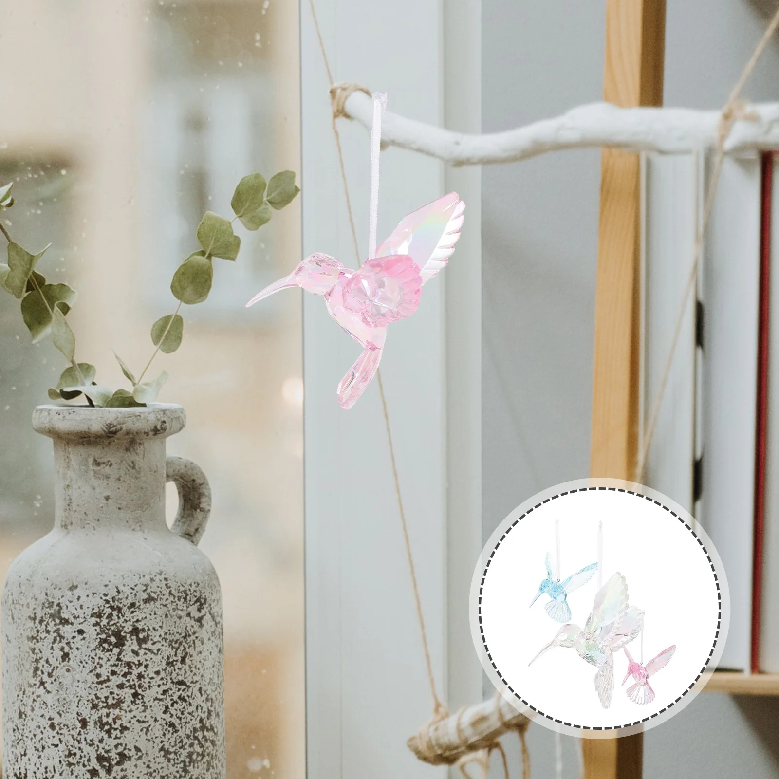 

3Pcs Hanging Hummingbird Ornament Acrylic Bird Decor for Ceiling Fireplace Mantel Party Wedding Home Interior Decoration