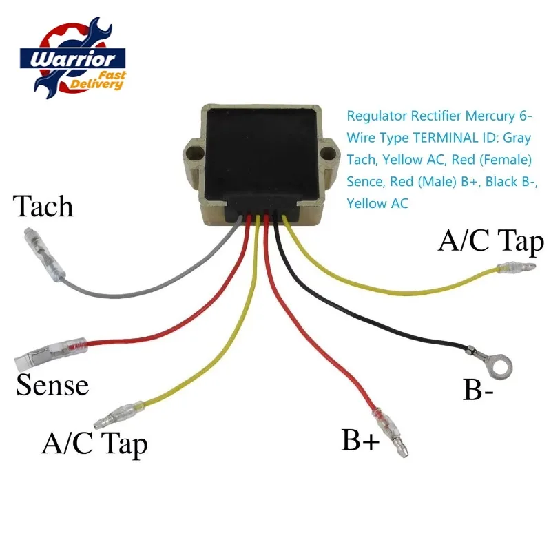 

883072T Rectifier Voltage Regulator 6 Wire 12 Volt for Mariner Mercury Outboard 830179T 815279T 854515 856748 883072 75-200HP