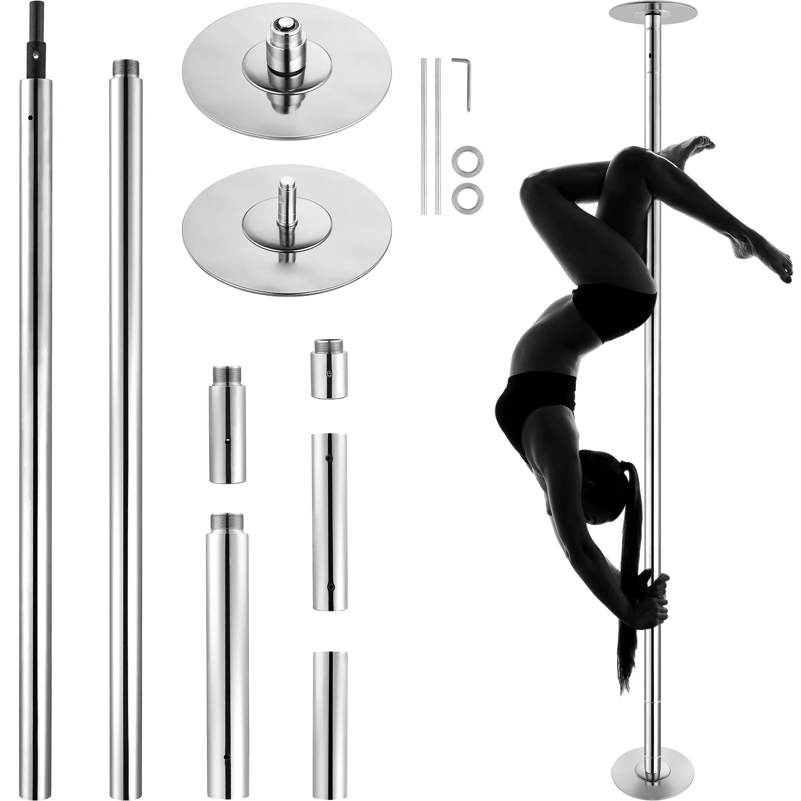 VEVOR Professional Dancing Pole Spinning Static Dancing Pole Kit Portable Removable Pole 45mm Heavy-Duty Stainless Steel Pole