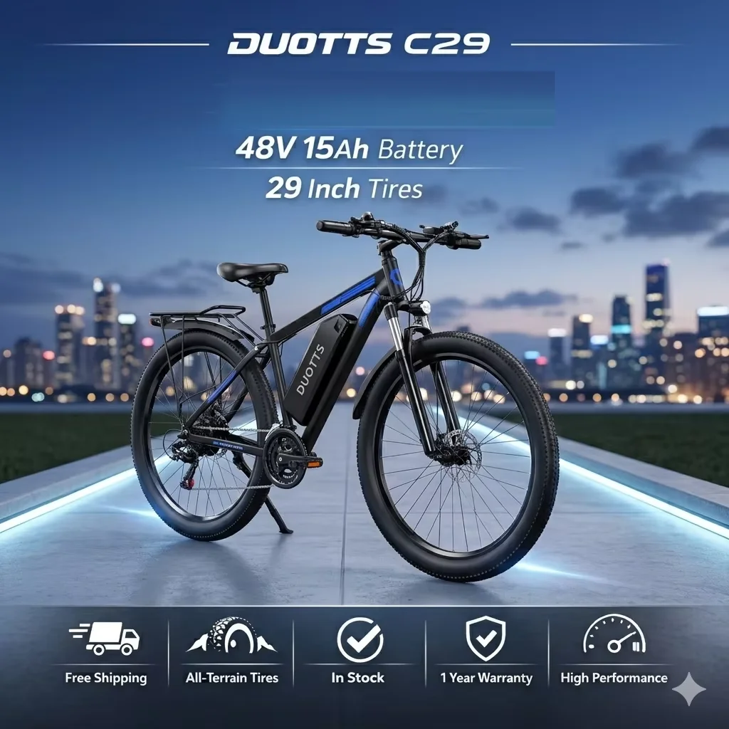 DUOTTS C29 Elektrofahrrad für Erwachsene, Motor mit 48V15AH Akku, DUOTTS APP-Steuerung, 29 Zoll Reifen, E-Bike mit 21 Gängen, City-Elektrofahrrad