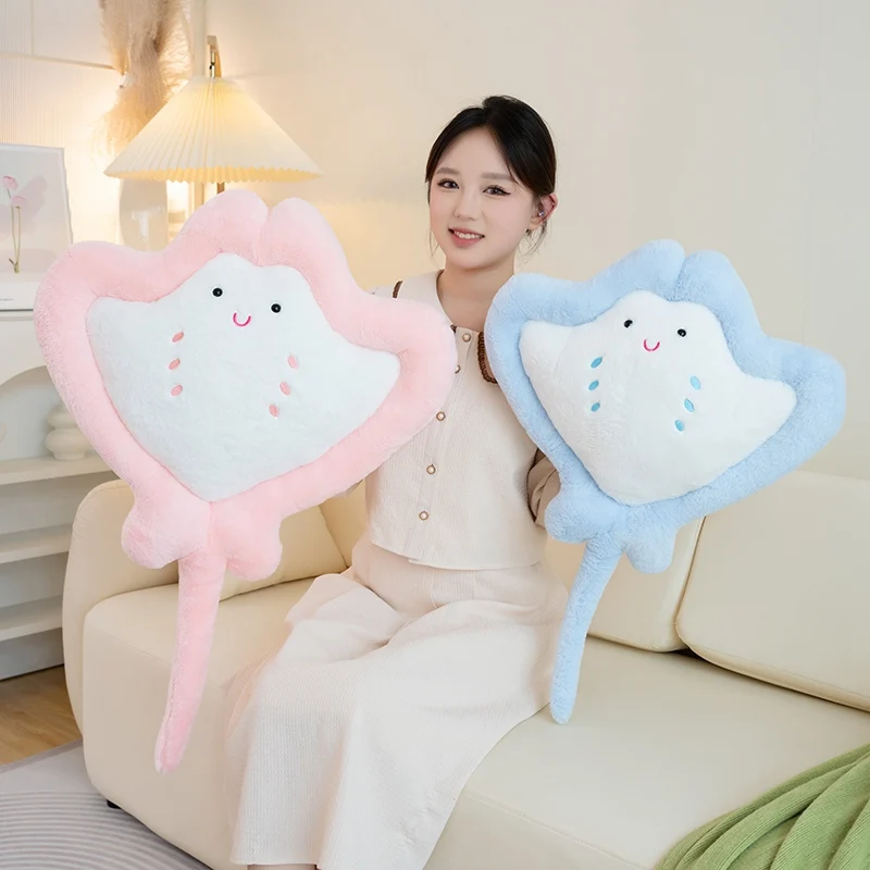 Kawaii Manta Ray Plush Toys Japanese Ray Doll Throw Pillow Soft Stuffed Fish Toy Sofa Cushion Sleeping Pillows Gift