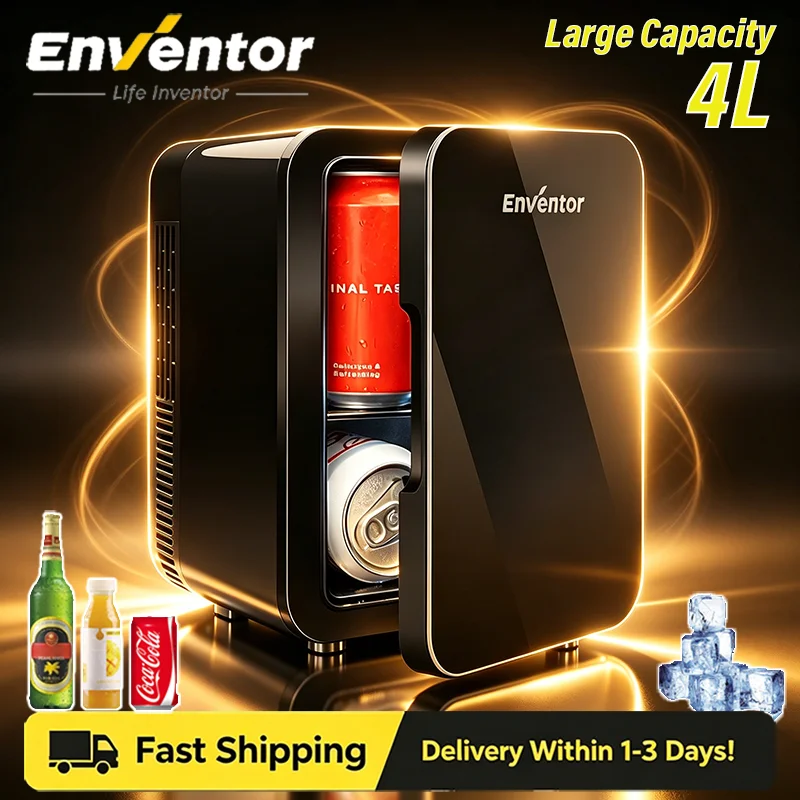 

Enventor 4L Mini Refridgerator Portable Car Skincare Fridge Multi-functional Thermoelectric Cooler and Warmer For Summer Camping