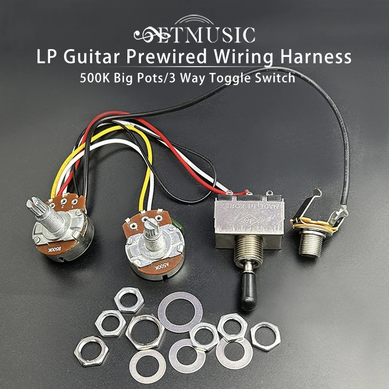 Electric Guitar Wiring Harness Prewired Two Pickup 500K Big Pots 3 Way Toggle Switch for LP Electric Guitar
