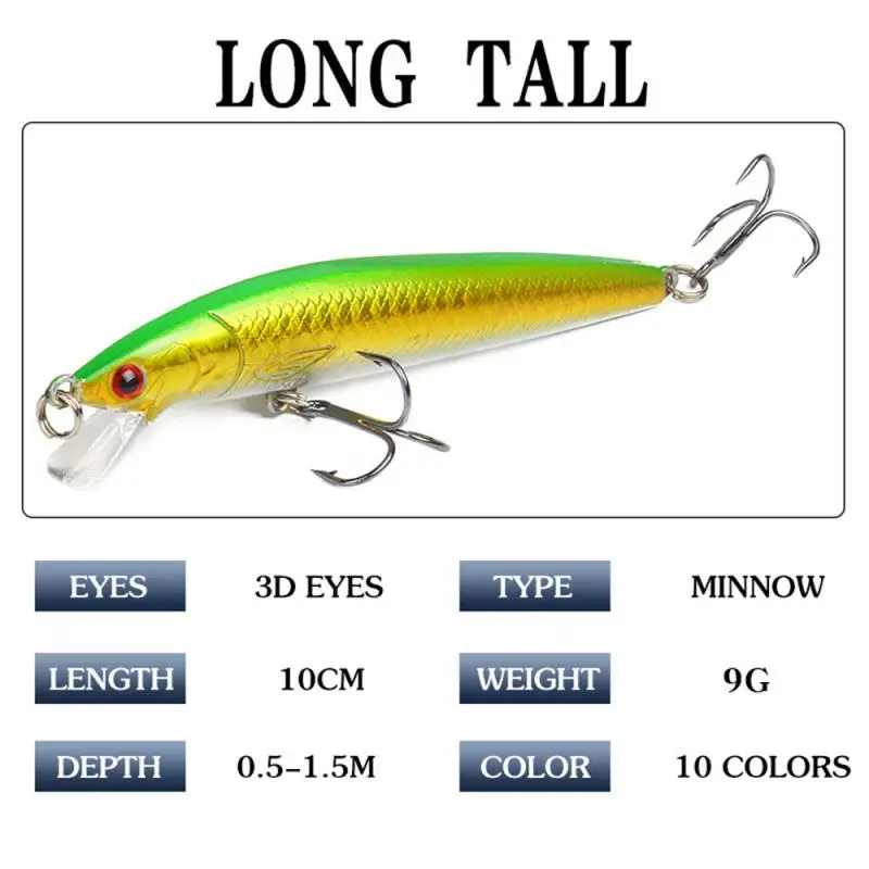 1 PCS 9g/10cm Fishing Lures Minnow Wobbler Floating Bass Trolling Artificial Hard Bait Crankbait Carp Pesca Fishing Tackle