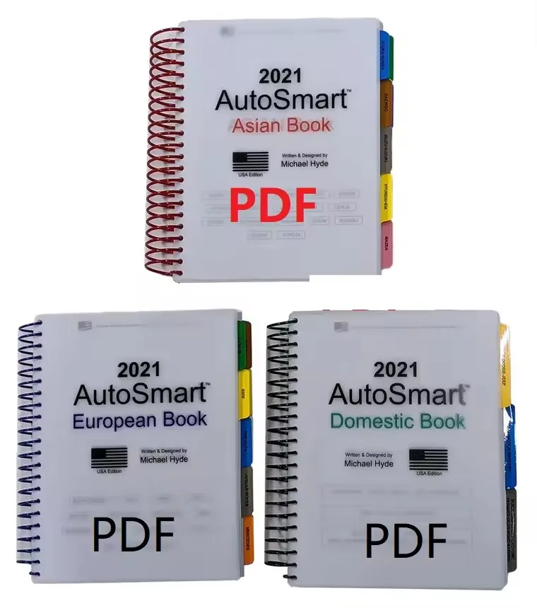 2021 AutoSmart 3 E Book Set - Asian, European & Domestic Book Set - By Michael Hyde LockSmith OBD2 Scanner Car Maintenance Tools