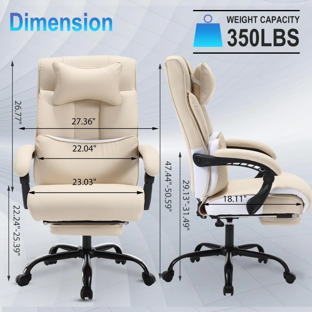 كرسي مريح للاستلقاء مع مسند للقدمين ودعم قطني للاستخدام المكتبي التنفيذي