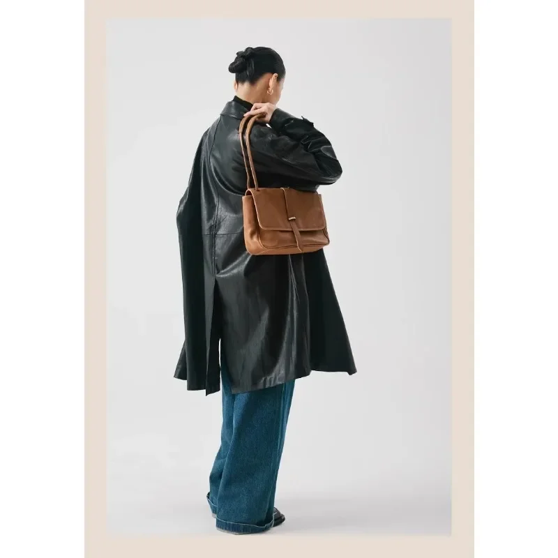 2024 Fashion New Vegetable Tanned First Layer Cowhide Women's Bag Niche Retro Tote Shoulder Bag Large Capacity Exquisite Handbag