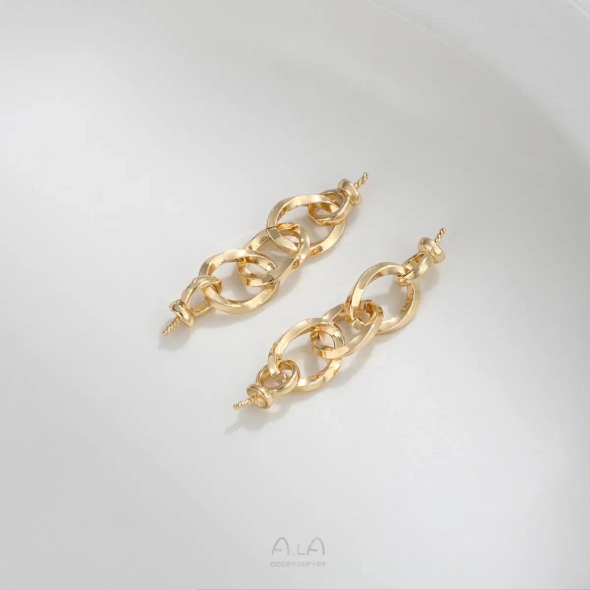 1PCS 14K Gold Plated Double Head Eye Pin Chain Connector, DIY Extended Chain Accessories For Pearl Bracelet Necklace