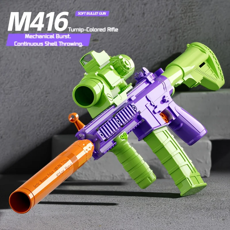 New M4A1 Carrot-colored Soft Bullet Gun Toy Gun Assembly Automatic Mechanical Repeating Toy Gun Christmas Gift Outdoor Shooting