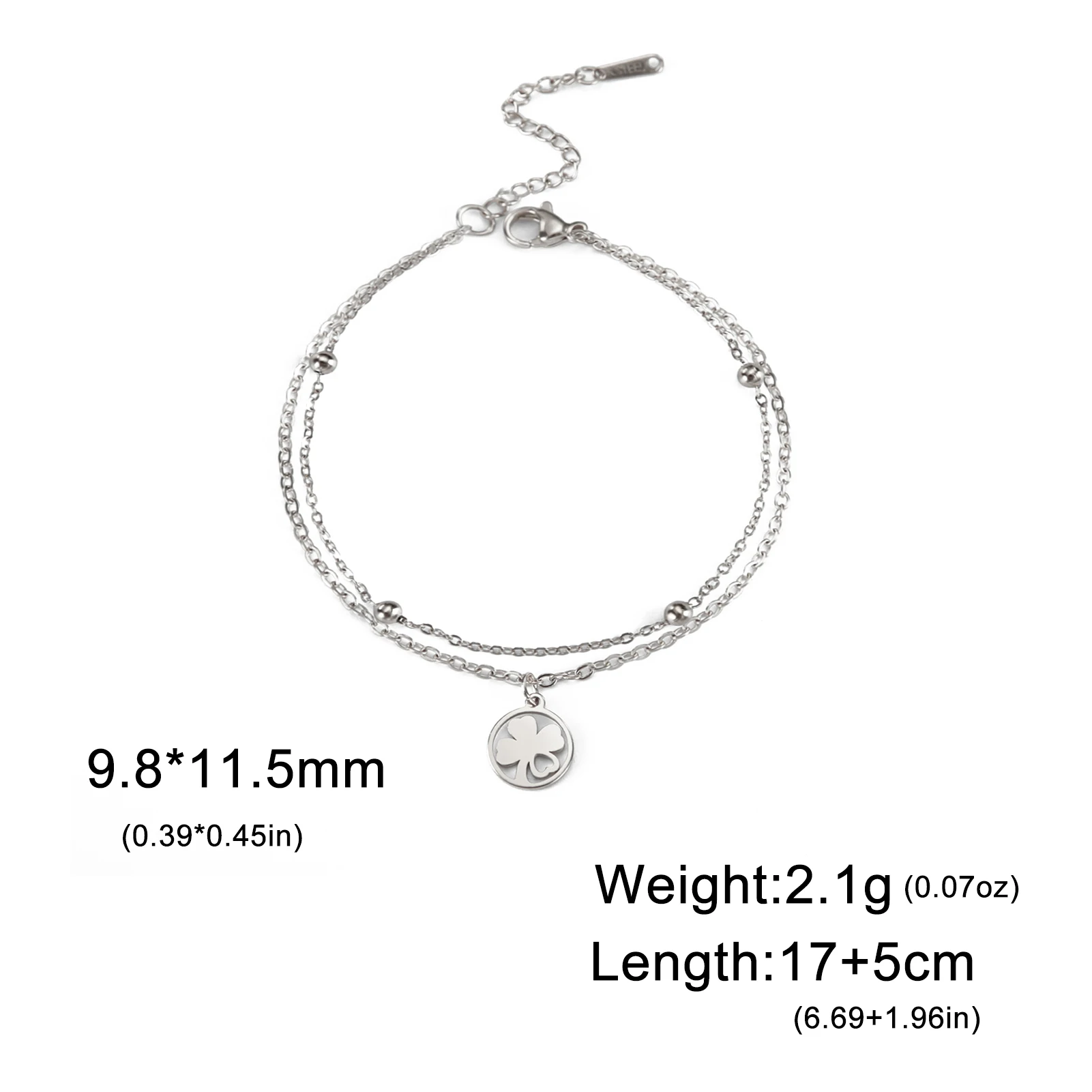 Cazador Klavertje Vier Armband voor Vrouwen Roestvrij Staal Geluk Sieraden Dubbele Ketting Armband bij de hand Verjaardagscadeau 2024 Nieuw
