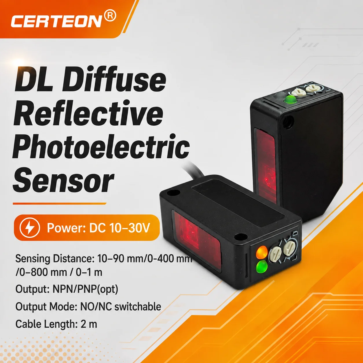 DL DD LDD Diffuse Reflective Photoelectric Sensor NPN PNP Red LED IP67 ...