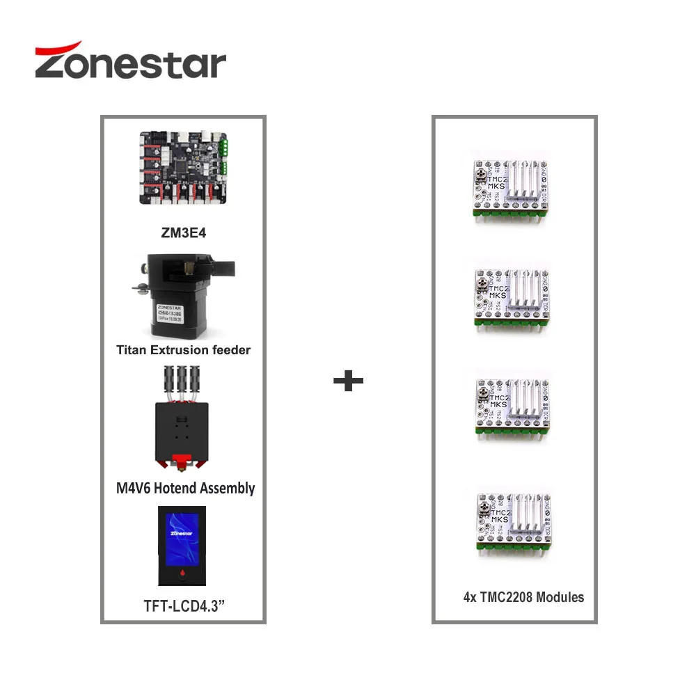 Imagem -06 - Zonestar Z9m3 Z8sm3 Z8t Atualizar Peças Combine 4.3 Tft-lcd Tmc2208 Filamento Run Out Sensor Flexível Etiqueta Magnética Vidro