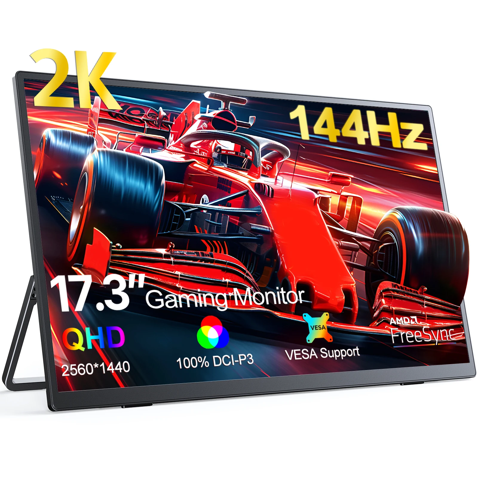 Cdisplay 2K 144Hz Portable Monitor 17.3 inch 2560*1440 Gaming Travel Laptop IPS Screen USB C HDMI For Phone Xbox