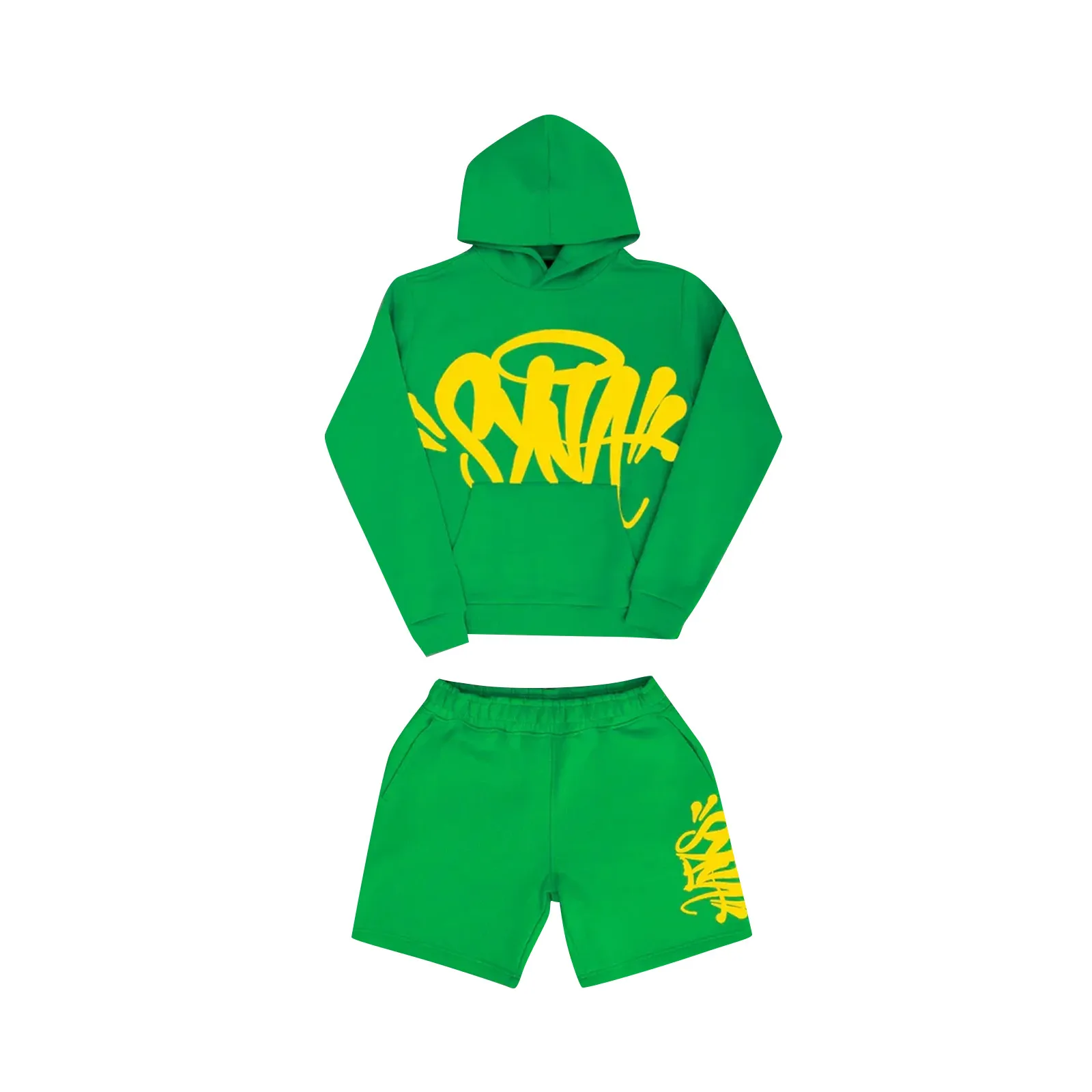 Men\'S Casual Loose Fitting Printed Hoodie Sweatshirtt And Shorts Two-Piece Long Sleeve Pullover Hoodie Sweatshirt+Shorts 남자 바지