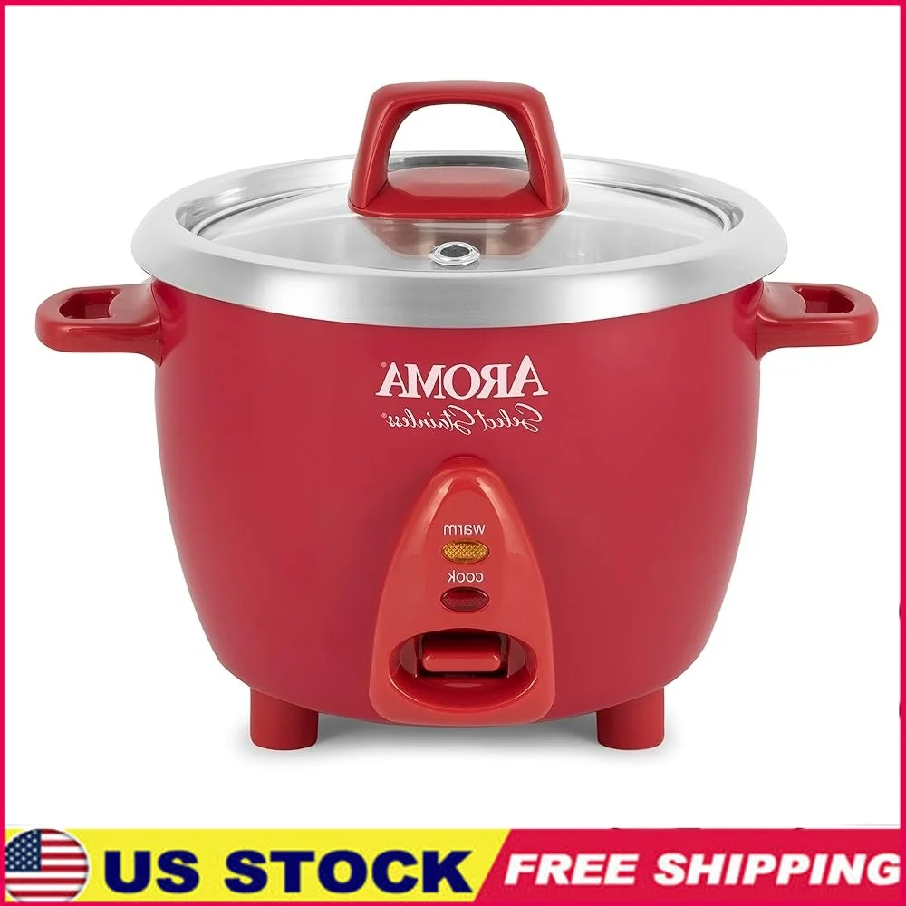 Calentador de olla arrocera de acero inoxidable, cocina automática compacta de un solo toque, olla interior sin recubrimiento de 6 tazas, espátula de fácil almacenamiento incluida