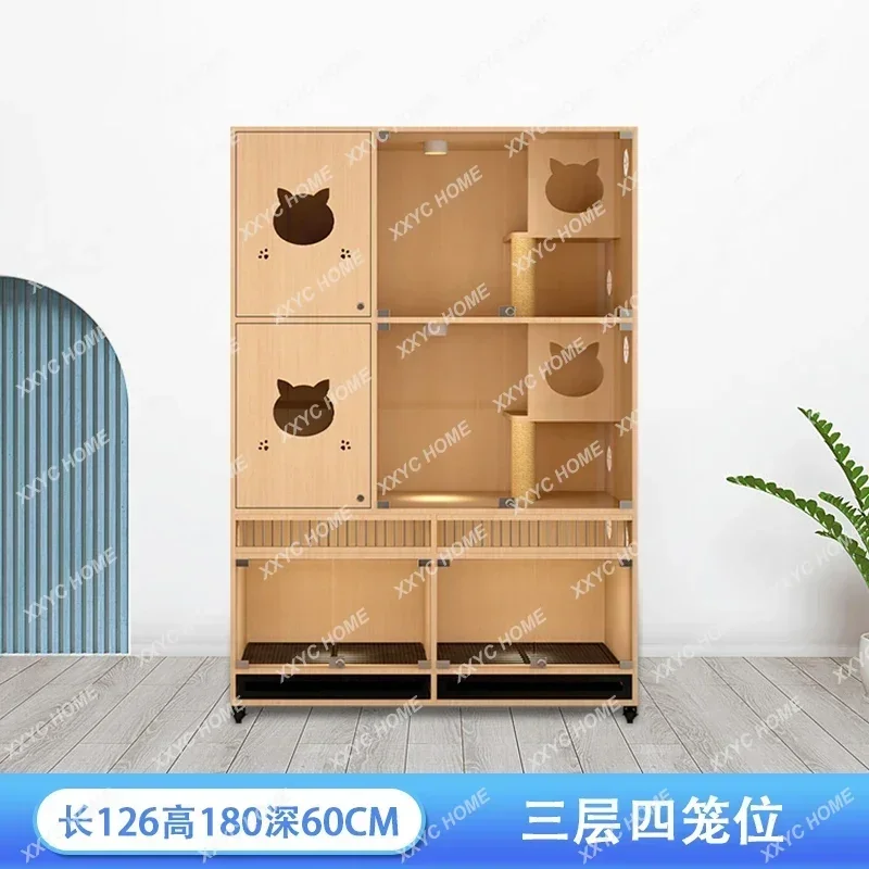 TTFG44Customized Pet Shop Dog House Solid Wood Glass Villa with Toilet Breeding Cage Display Cage