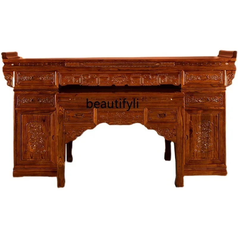 new styleSolid Wood Buddha Cabinet God of Wealth Camphor Wood Shrine Household Altar Altar Clothes Closet Economicalss 1001