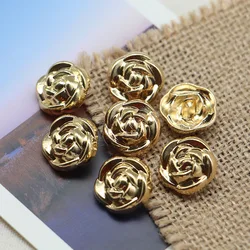 10szt Vintage Metal Rose Flower Buttons Szycie Koszule Swetry Płaszcze Trzonek Guzik DIY Ręcznie robione Akcesoria 10/15/18/20mm