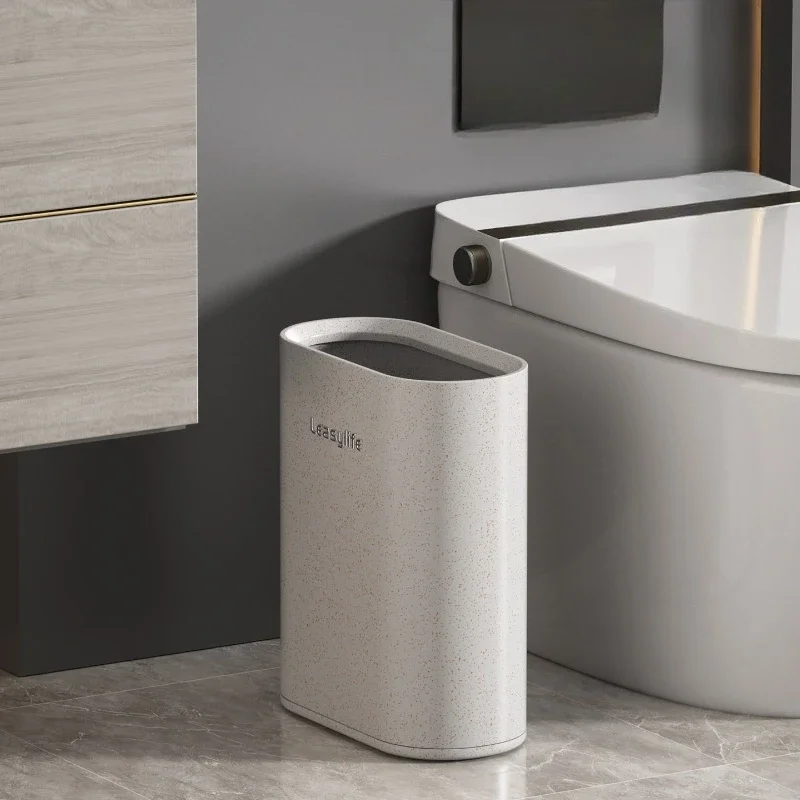 Narrow Bathroom Trash Can Lidless Hotel-Style Waste Bin for Toilet Gap Bedroom Garbage Can Elegant Powder Room Trash Container