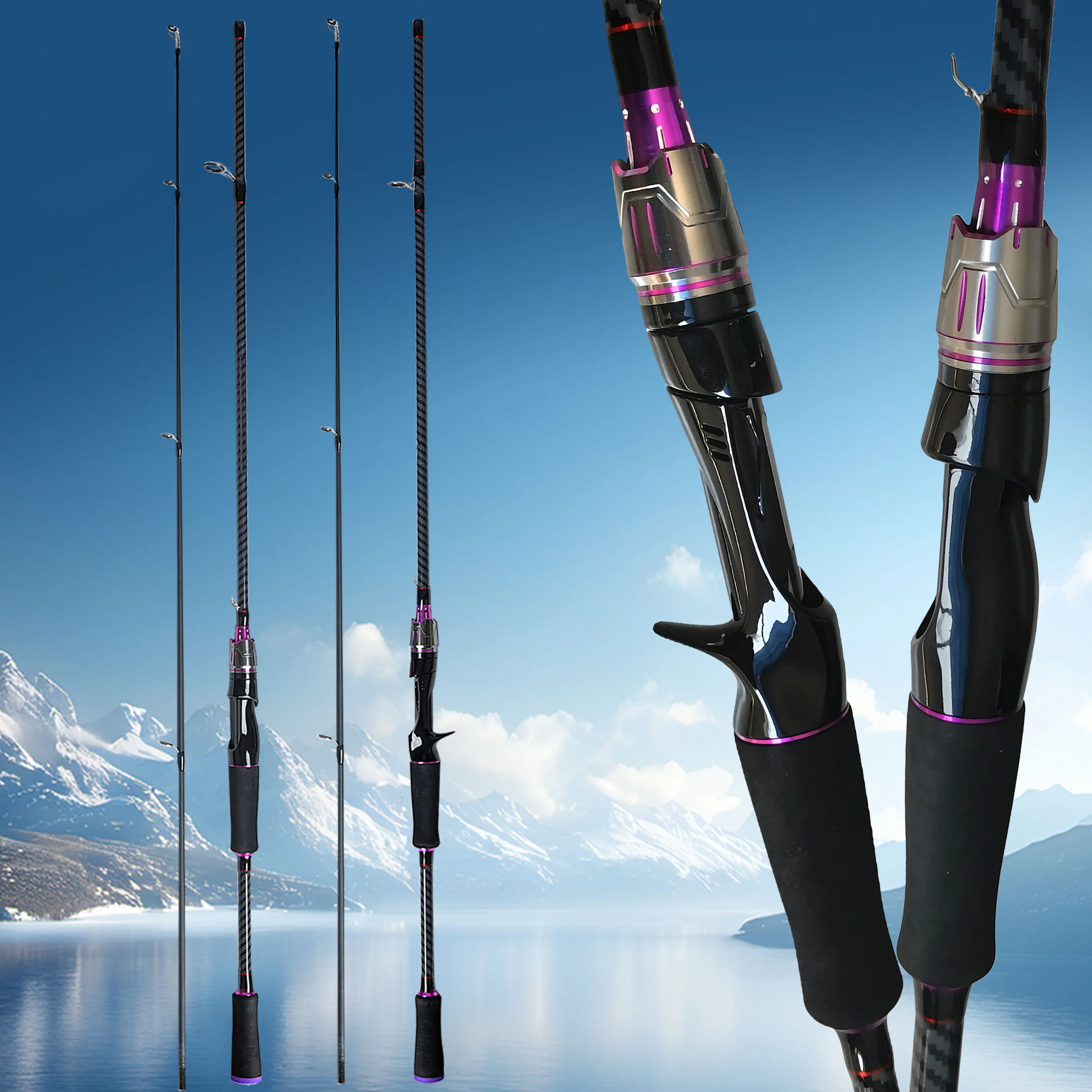 

Стержень для приманки из углеродного волокна, универсальный стержень, 1. Длинный кастинговый стержень с прямой ручкой 8 м, сверхлегкий материал из высокоуглеродистого волокна с прочной устойчивостью к талии, черный с фиолетовым, гладкое керамическое больш